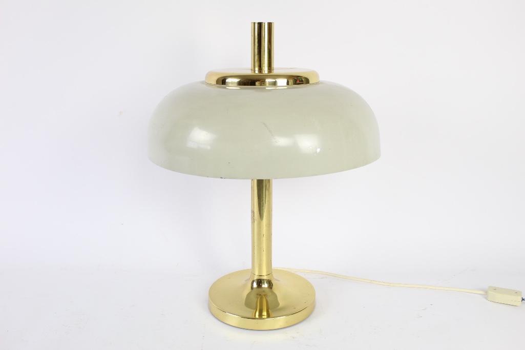 Mid-century Modern Round Brass Table Lamp Minimalist (1 of 6)