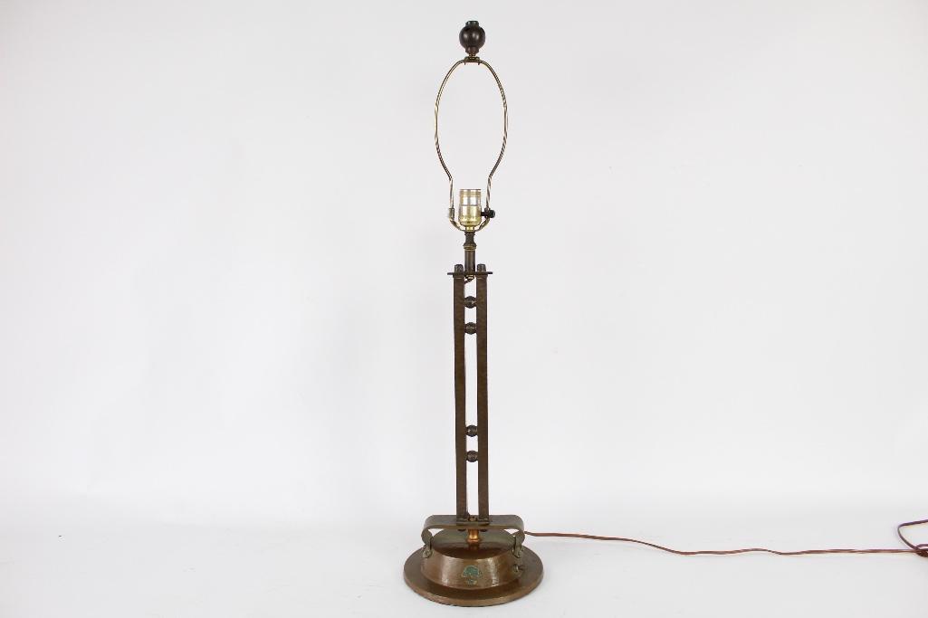 Hammered Copper Arts & Crafts Lamp, Light-up Base (1 of 6)
