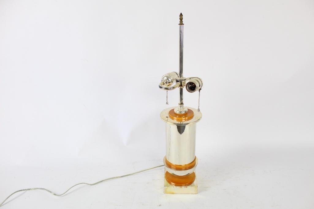 Art Deco Machine Age Bakelite & Silver Plate Table Lamp (1 of 6)