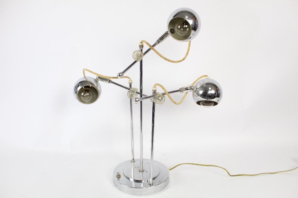 Mid-century Modern Chrome Lamp with 3-Adjustable Arms (1 of 7)
