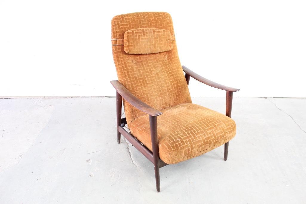 Orange Mid-century Modern Danish Reclining Chair (1 of 7)