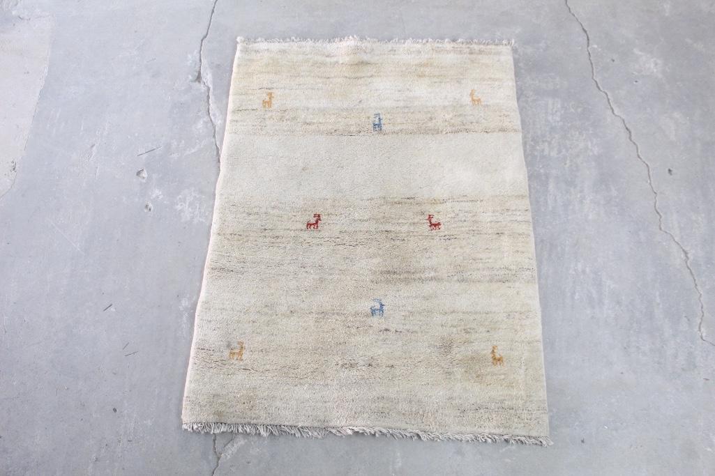 Mid Century Modern Off White Shag Rug With Color Deer Nov 07 2020 Public Sale Auction House In Ny