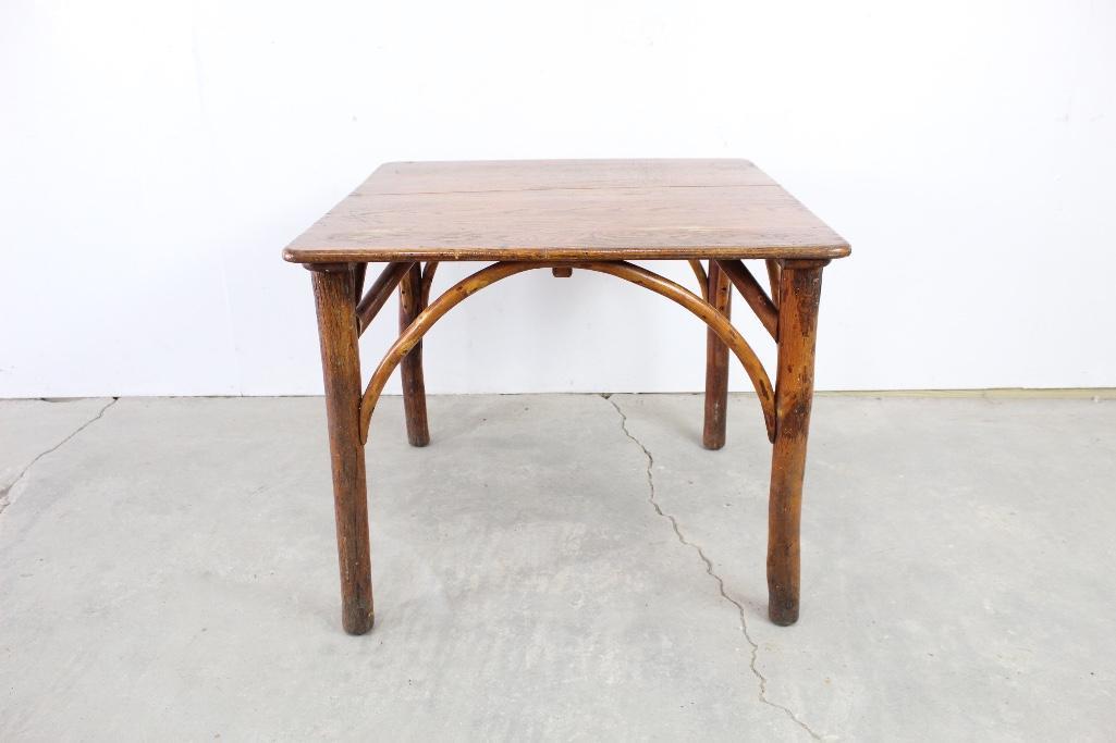 Wood Square Old Hickory Cafe Table, Adirondack Camp (1 of 8)