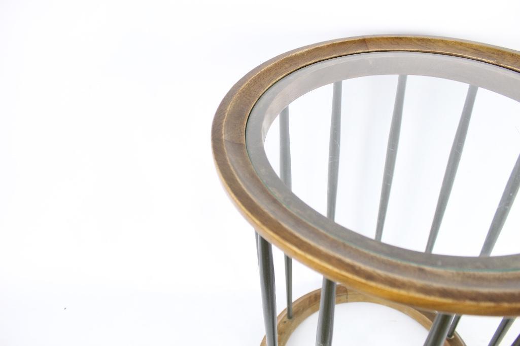 Seafoam Green & Glass Top Spindle Side Table by Drexel (1 of 5)