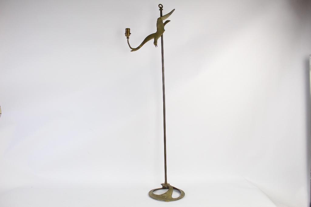 Art Nouveau Brass Seagull Floor Lamp,Robert Garret Thew (1 of 6)