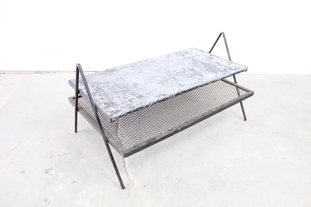 Mid-century Modern 2-Tier Geometric Metal Plant Stand (1 of 7)