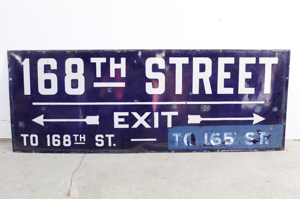 Original New York City Subway 168th Street Enamel Sign (1 of 6)
