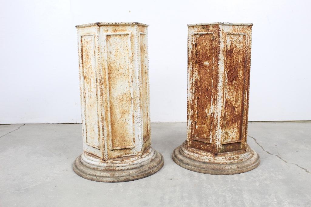 Pair of Tall Cast Iron Urn Bases by Wallace & Lithgow (1 of 5)