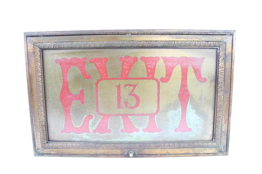 Brass Architectural Theater Exit 13 Light-up Sign (1 of 7)