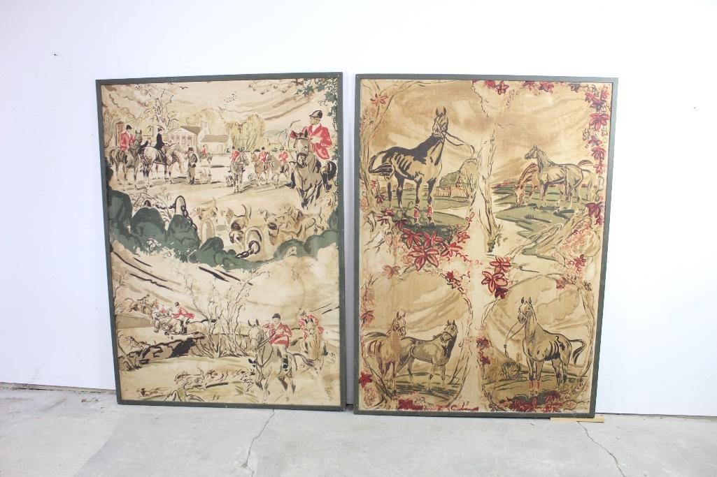 Two Amazing Equestrian Screens, Painted, Horses, Dogs (1 of 6)