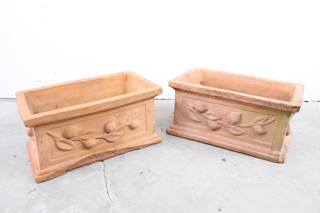 Pair Rectangular Terracotta Planters,Fruit Decorations (1 of 5)