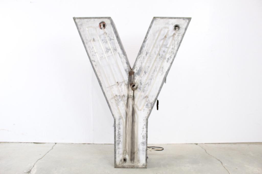 Large Metal Industrial Neon Sign Letter "Y" (1 of 6)