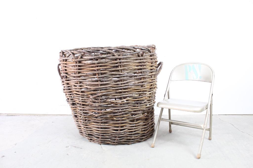 Huge 3 foot Wood Twig Basket with Handles,Folk Art (1 of 7)