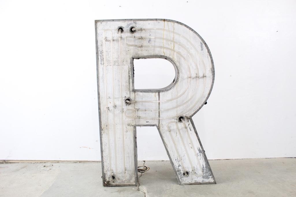 Large Neon Letter "R", Industrial Metal Salvage (1 of 7)