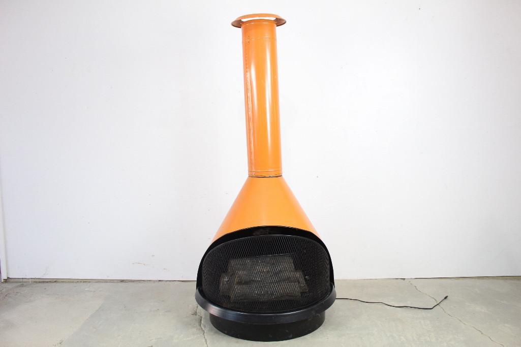 Mid-century Modern Orange Enamel Electric Fireplace (1 of 5)