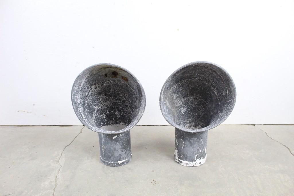 Pair of Galvanized Nautical Ships Cowl Vents (1 of 7)
