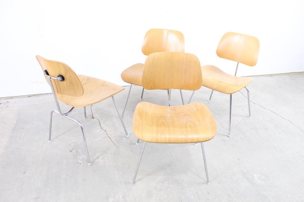 Set of 4 Metal and Wood Eames DCM Chairs,Herman Miller (1 of 9)