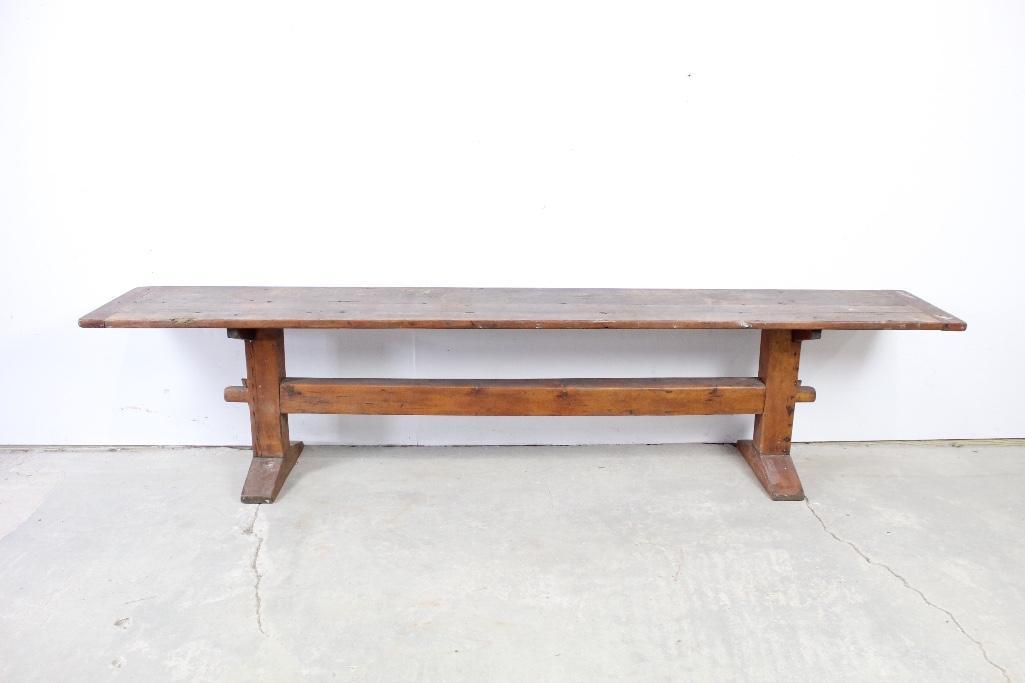 Primitive 8.5 foot Long Wood Bench with Breadboard Top (1 of 5)