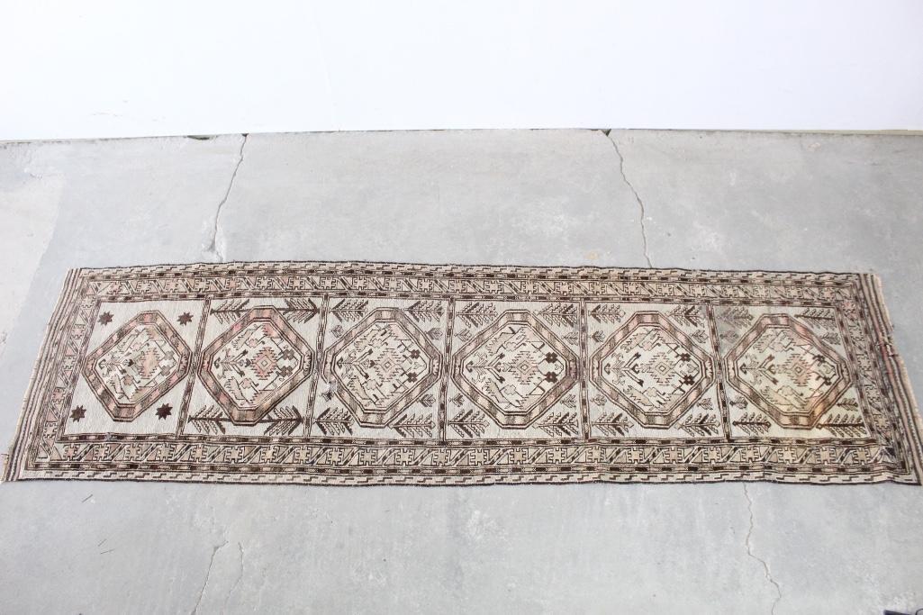 Antique 10 ft Long Tan Runner Oriental Rug (1 of 7)