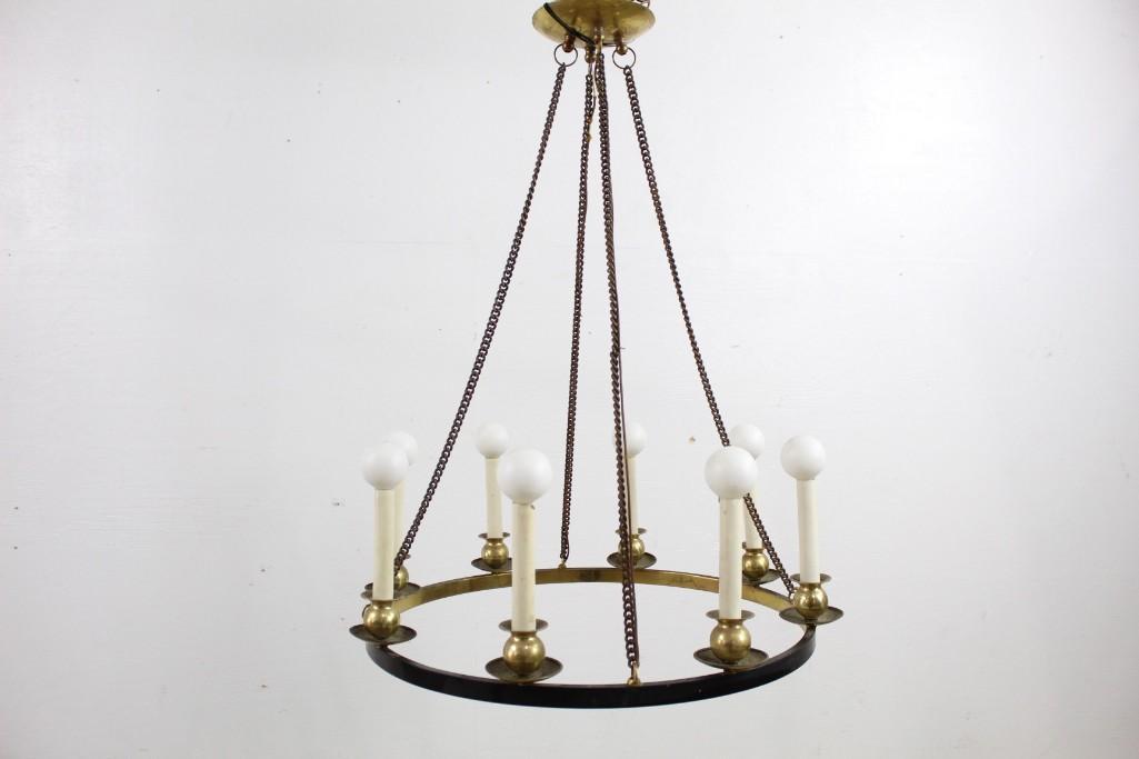 Mid-century Modern Brass & Black Candelabra Chandlier (1 of 6)