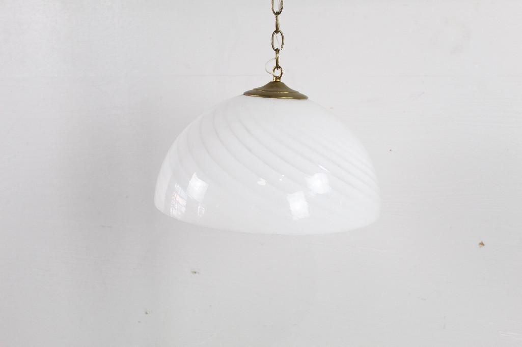 White Swirl Glass Murano Hanging Light Fixture (1 of 4)