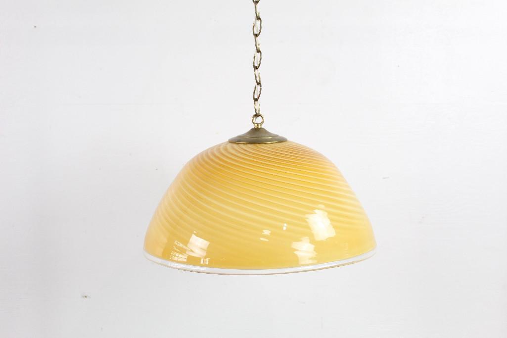 Yellow Swirl Glass Murano Hanging Light Fixture (1 of 5)