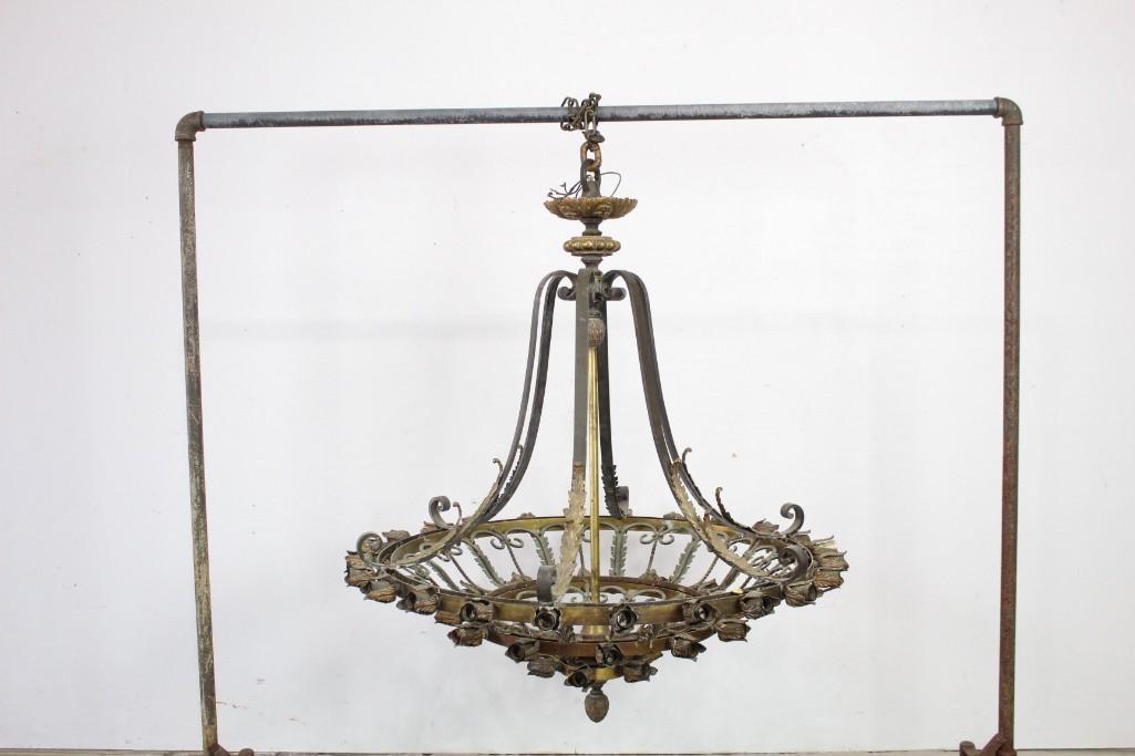 Huge 48-Light Bronze Chandelier attributed to Caldwell (1 of 9)