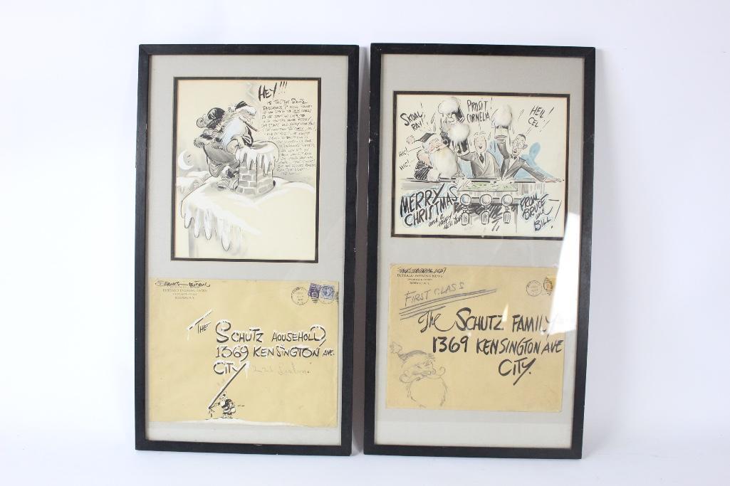 Pair of Christmas Card Illustration Art by Bruce Shanks (1 of 8)