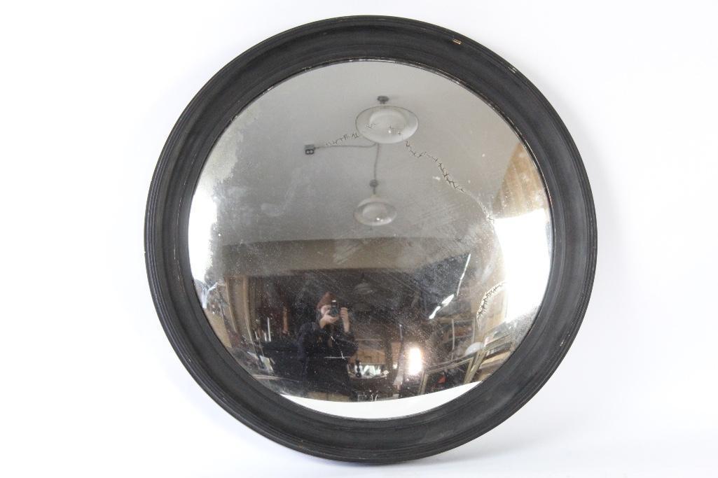 Matte Black Framed Round Convex Mirror (1 of 6)