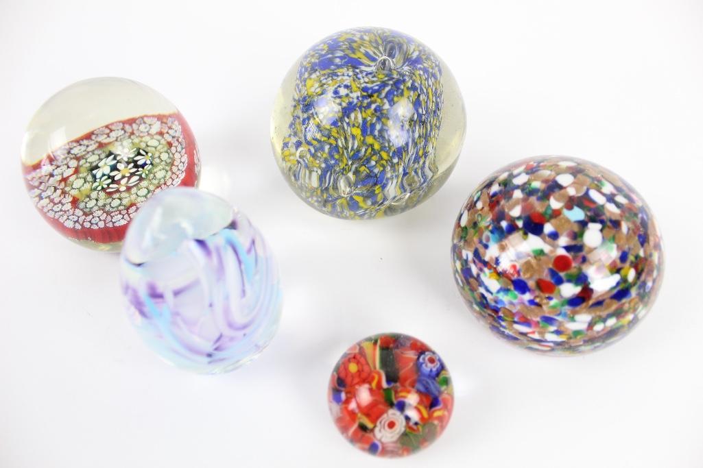 Lot of Five Small Paperweights in Various Shapes (1 of 4)