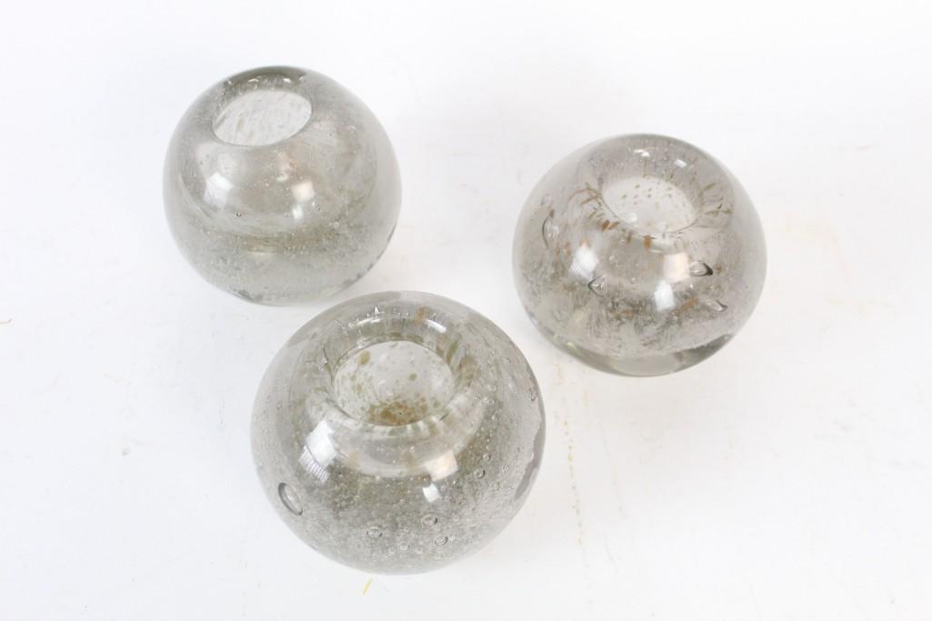 Set of 3 Murano Glass Candle Holders,Mid-century Modern (1 of 5)