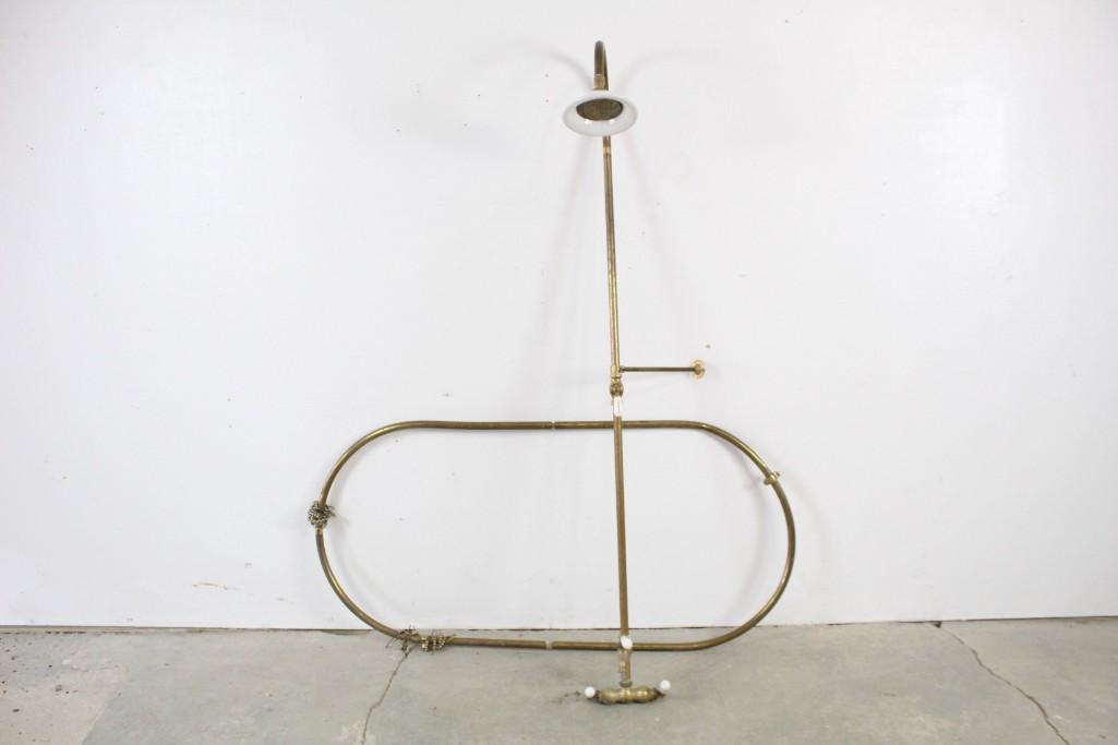 Brass Bathroom Shower Curtain Surround & Shower Head (1 of 6)