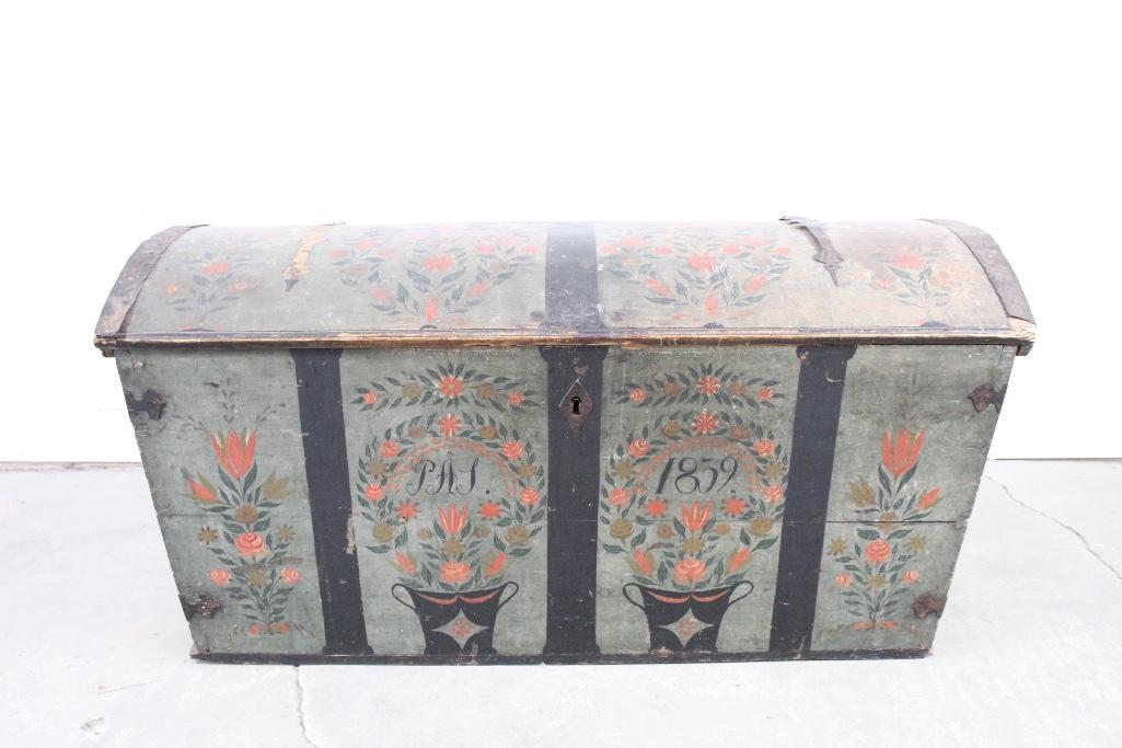 Original Painted Dome-Top Wedding Bridal Trunk Chest (1 of 9)