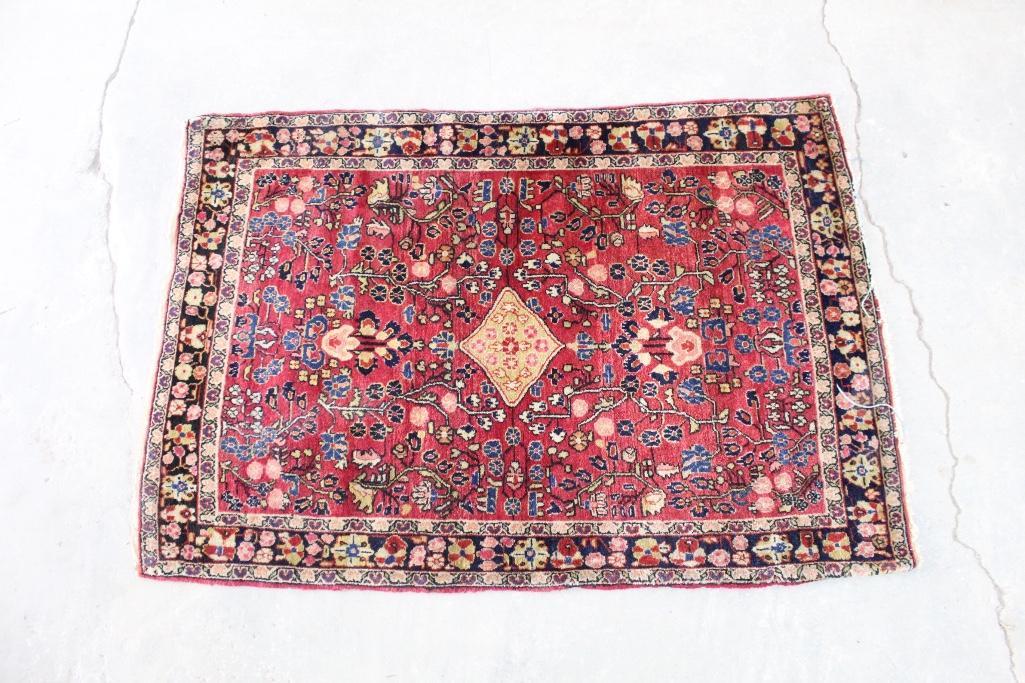Antique Oriental Rug with Center Diamond, 39in x 58in (1 of 5)