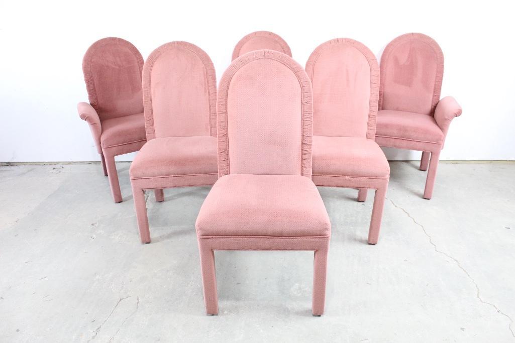 Set of 6 Post-Modern Pink Upholstered Chairs by Lane (1 of 7)