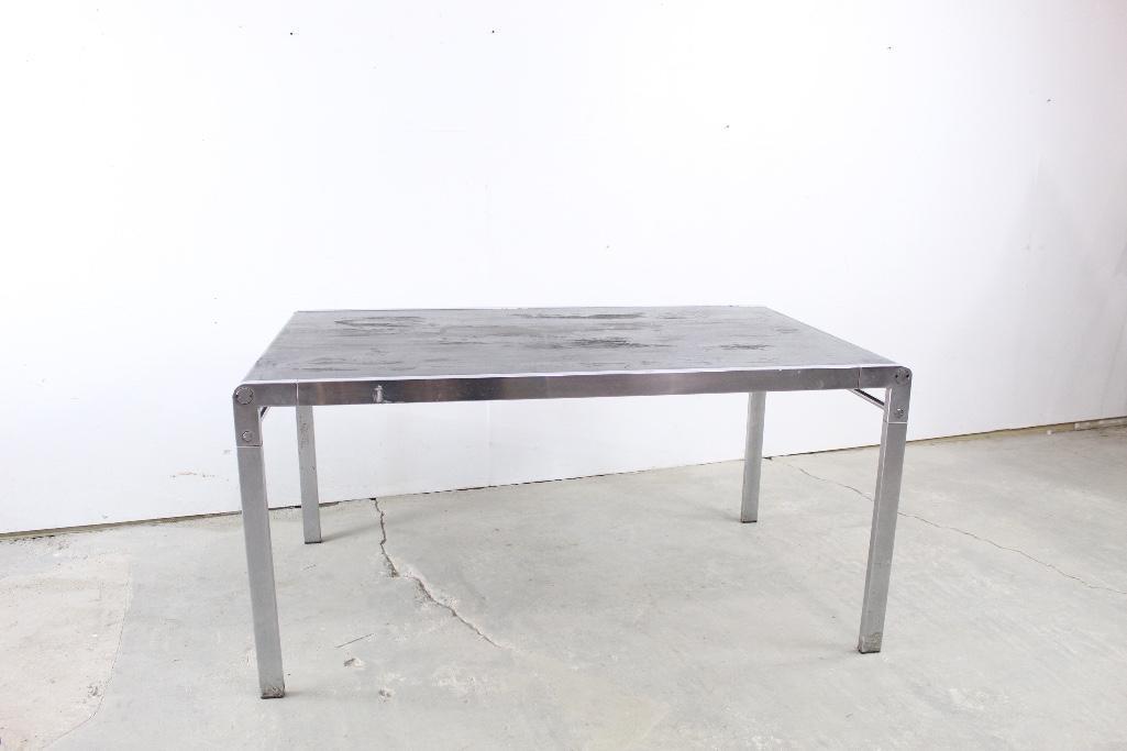 Post-modern Chrome & Ebonized Black Wood Dining Table (1 of 6)