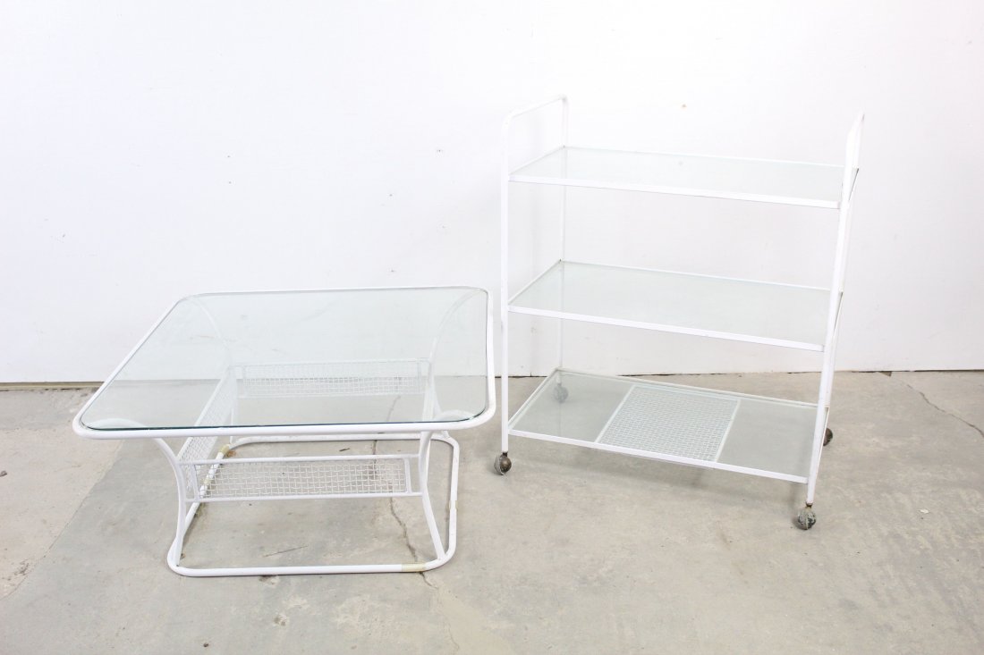 White Bar Cart and Side Table Set (1 of 4)