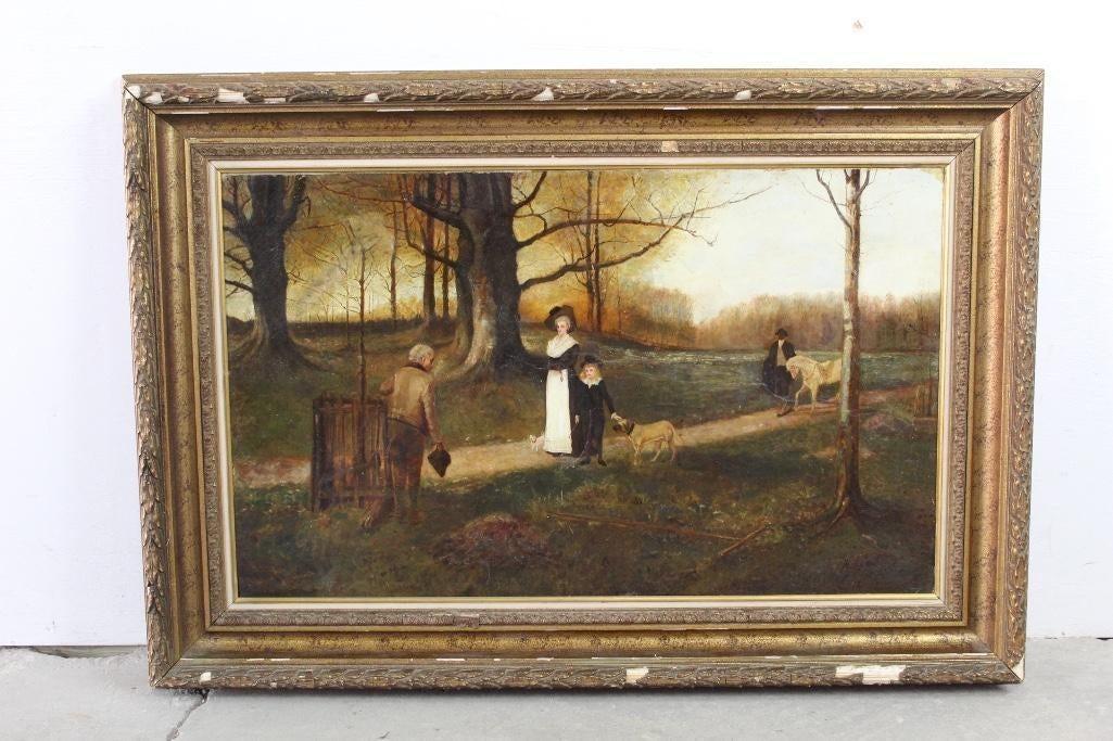 Large Oil Painting attributed to George Henry Boughton (1 of 9)