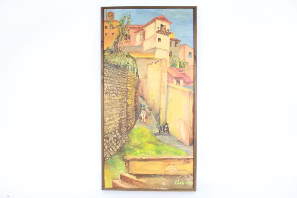 Painting of Colorful Mexican Street,Signed C.Daly 1970 (1 of 5)