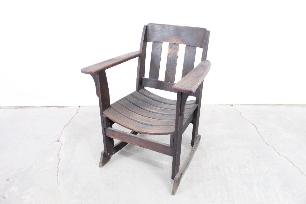 Unusual Mission Oak Arts & Crafts Chair, Platform Legs (1 of 8)