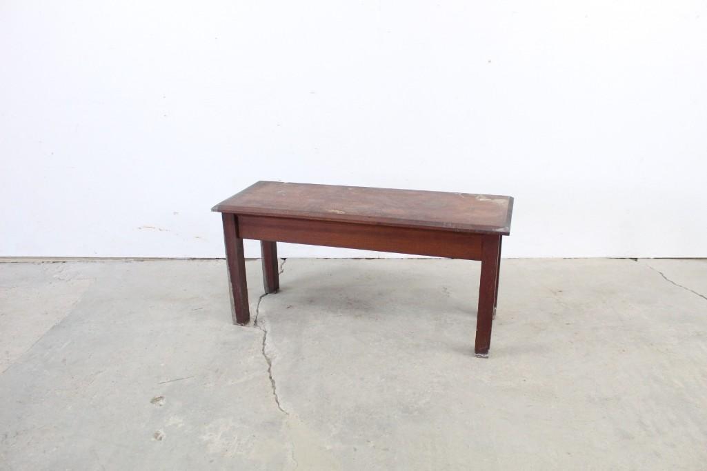 Antique Small Wooden Piano Bench (1 of 4)
