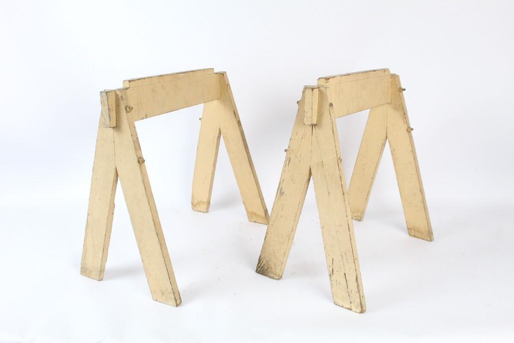 Small Wooden Sawhorse Legs, Set of Two & Painted (1 of 5)