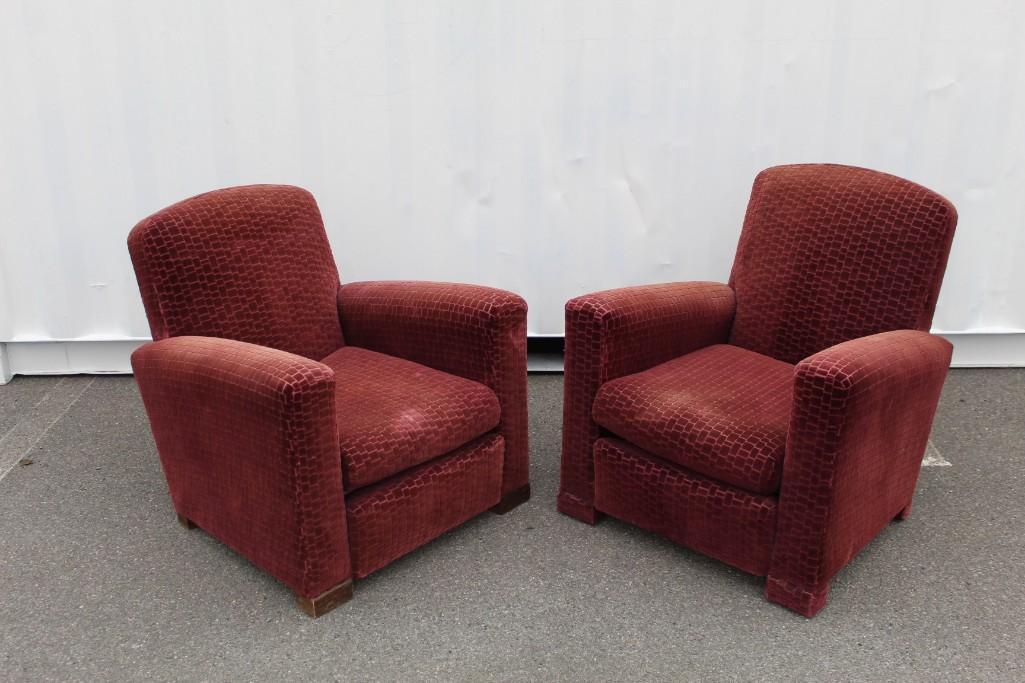 Pair of Cut Velvet Streamlined Art Deco Club Chairs (1 of 6)