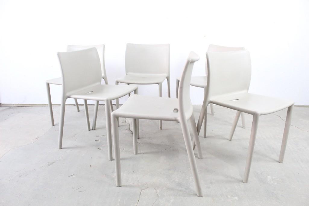 Set of 6 Plastic Gray Italian Stacking Chair,Postmodern (1 of 3)