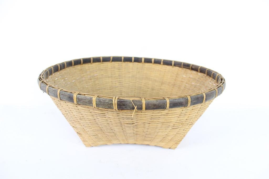 Large Woven Gathering Basket with Black Trim (1 of 7)