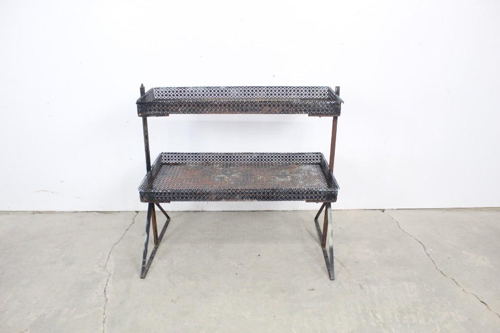 Mid-century Modern Perforated Metal 2-Tier Plant Stand (1 of 6)
