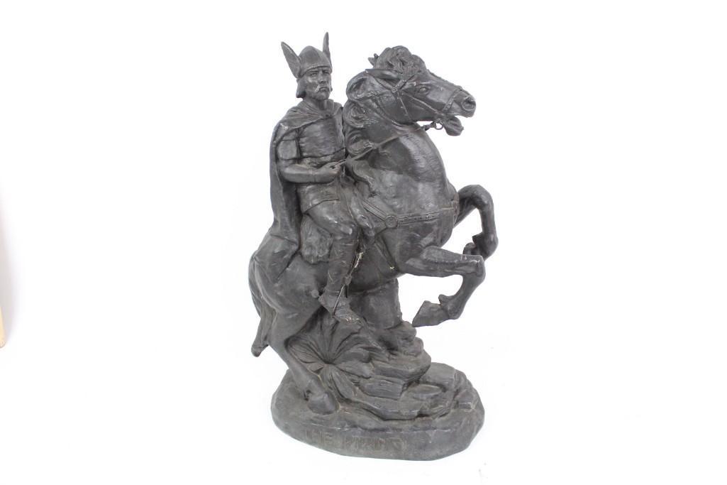 Victorian Metal Statue of "The Viking" Riding a Horse (1 of 5)
