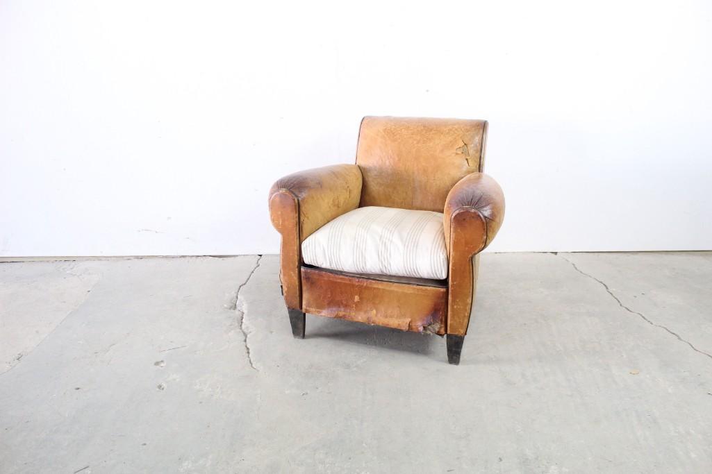 Antique French Leather Club Chair (1 of 5)