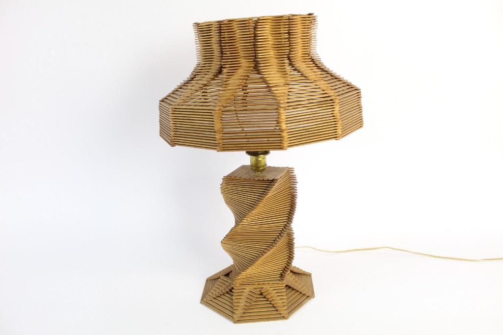 Folk Art Outsider Popsicle Stick Lamp (1 of 5)