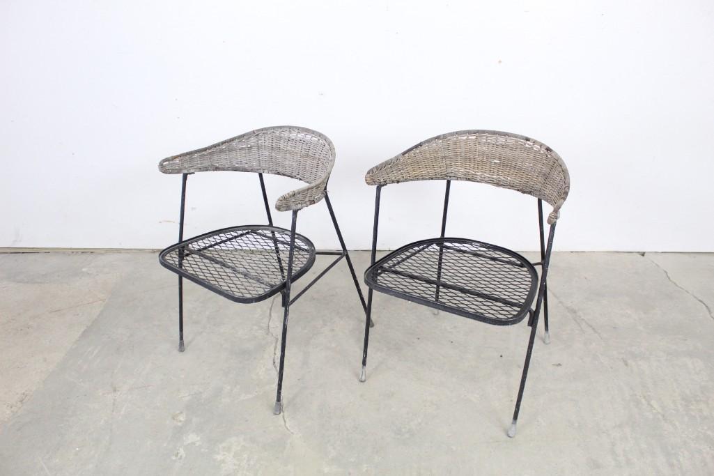 Pair of Salterini Outdoor Chairs with Wicker Backs (1 of 9)